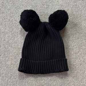 Mini Rodini Black Double Pom-Pom Hat